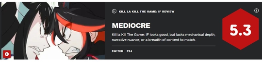 《斩服少女：异布》IGN评分5.3分 战斗系统